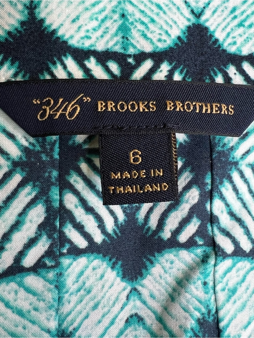 Brooks Brothers 346 NWT Teal Geometric Print Dress with Tie Waist Women’s 6 - Picture 9 of 9